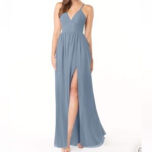 Azazie Aaida Steel Blue Bridesmaid Dress